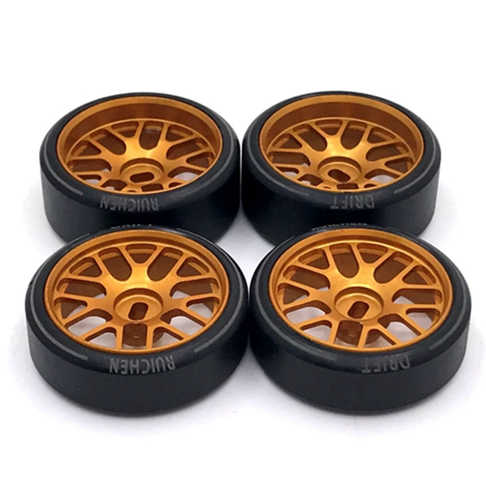 4Pcs Metal Wheel Rim Hard Plastic Drift Tire Tyres for Wltoys 284131 K969 K989 P929 Mini-Z 1/28 RC Car Upgrades Parts,1