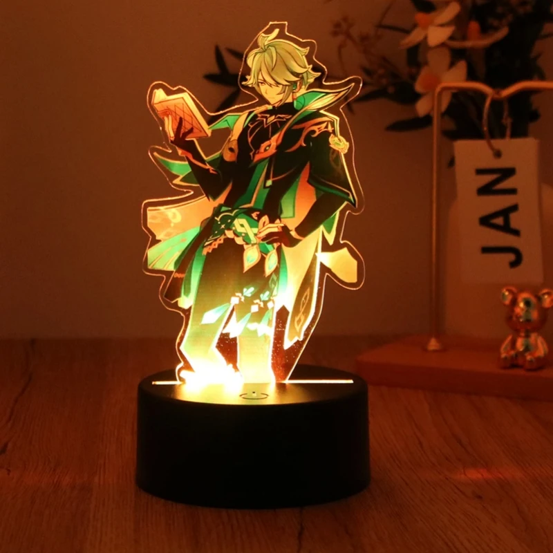 Anime Figures 3D Night Light Genshin Impact RGB LED Lamps Control 16 Colors Lights Dreamcolor for Bedroom Decor Atmosphere Gifts