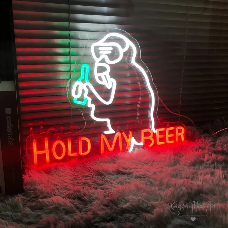 Gorilla Anime Hold My Beer Neon Sign Music Pub LED Light  Home Bar Party USB Interface Fun Personality Wall Decor Gift