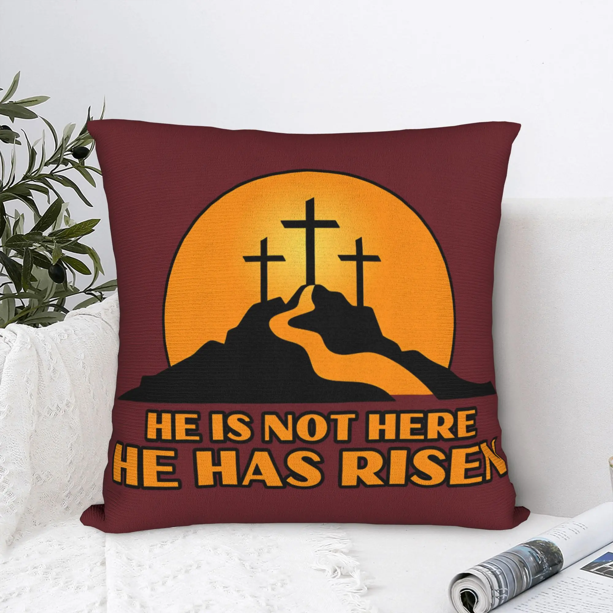 He is Risen Boho Easter Christian Cross Pillow Case  Kawaii Pillow Cover Soft Pillowcases For Sofa Home Decoration