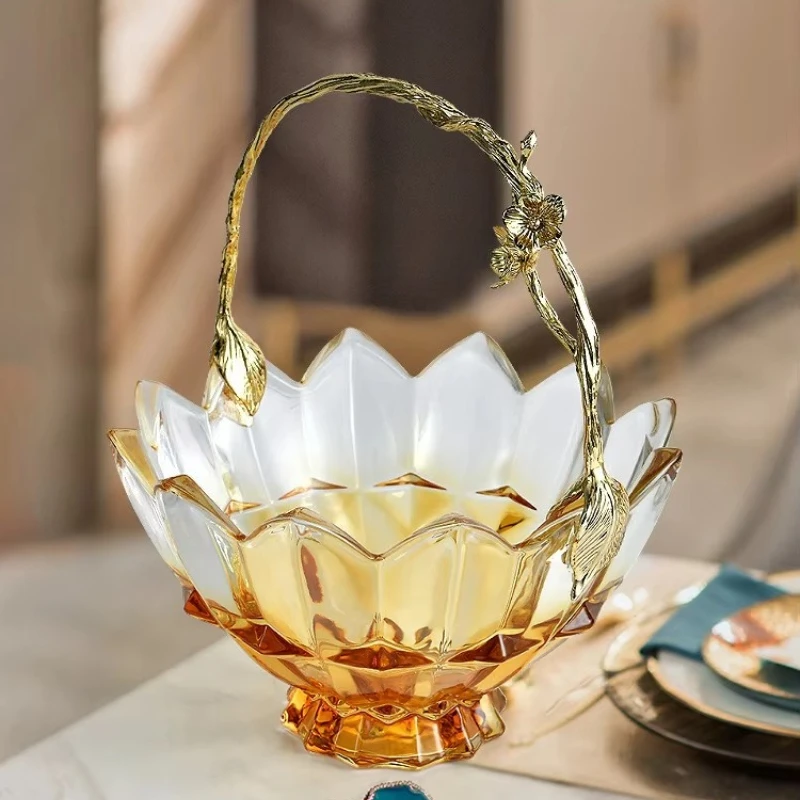 glass fruit plate model room restaurant decorative plate high-end fruit basket ornament