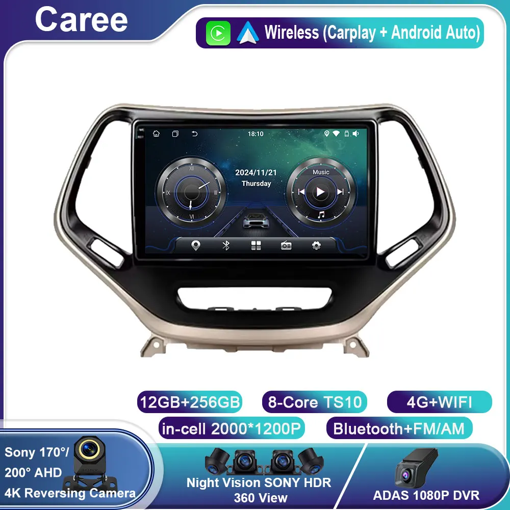 

Car Radio Carplay For Jeep Cherokee 5 KL 2014 - 2018 Navigation Multimedia GPS Android Auto Stereo Head Unit 4G Wifi BT No 2din