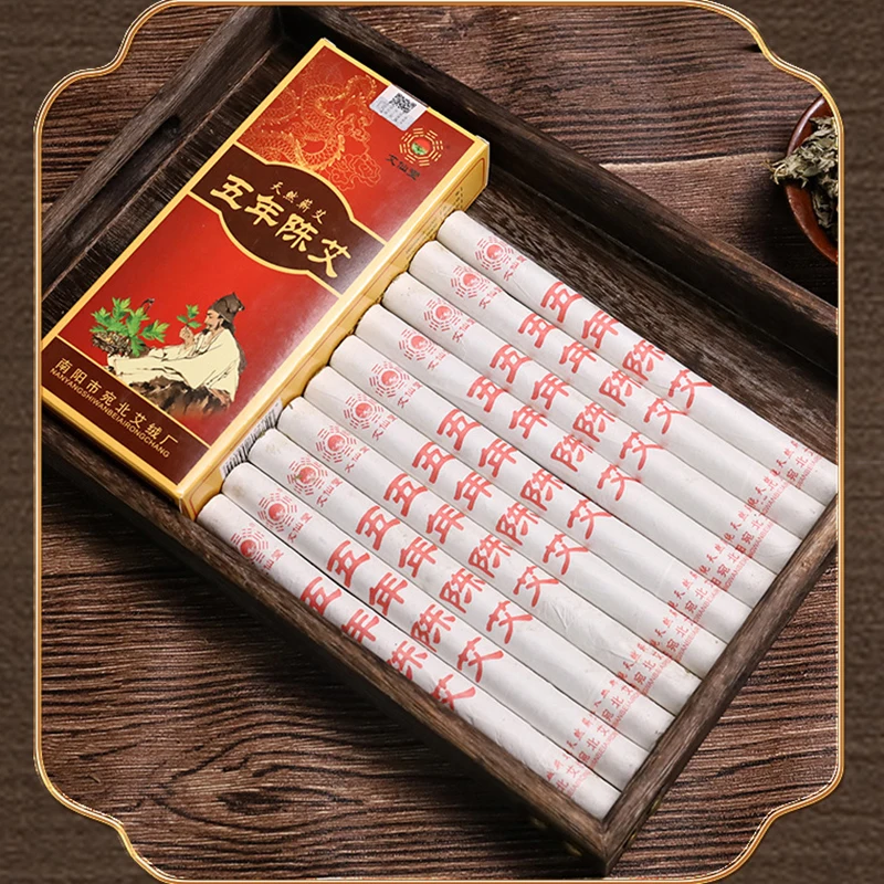 Emballage Premium 10 pièces Rouleaux de Moxibustion de Haute Qualité à l'Armoise Sauvage Naturelle Vieillie 5 Ans Moxa Chauffante pour Acupuncture des Méridiens