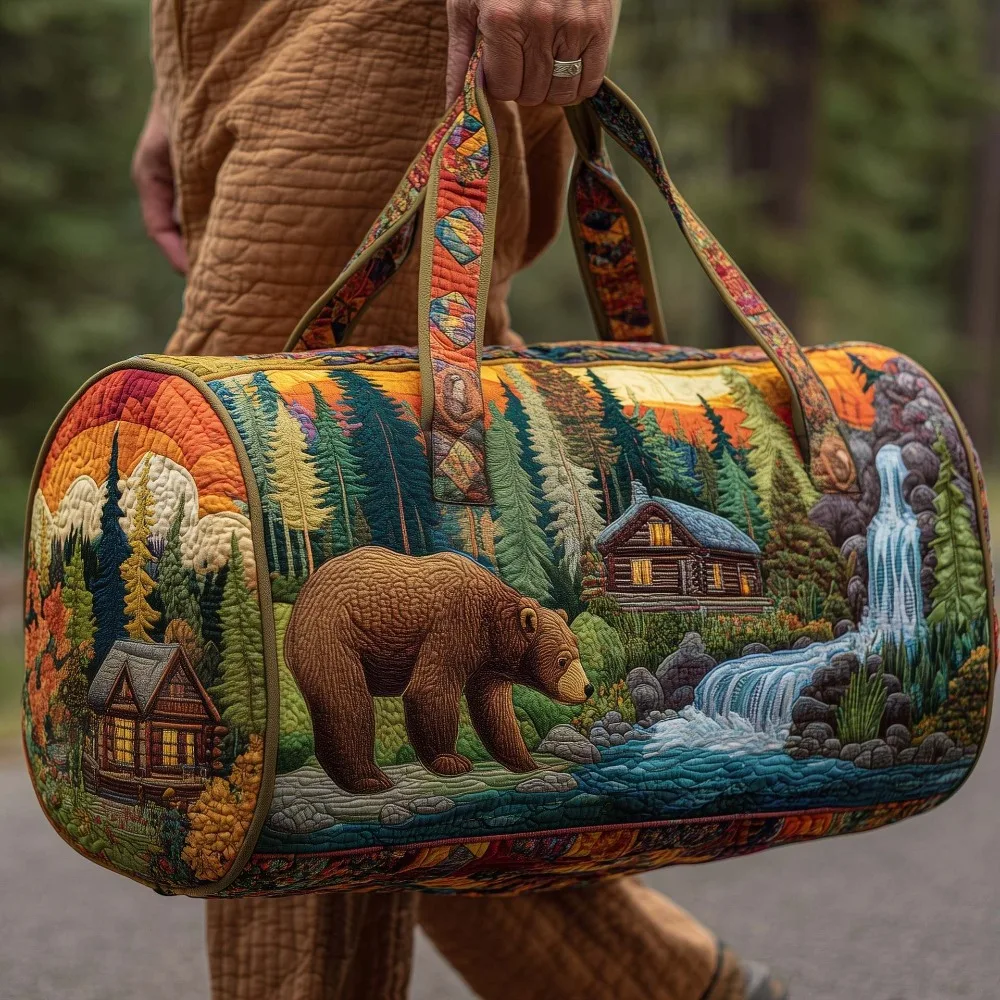 

Shoulder Strap Quilted Duffle Bag 3D Quilting Craft Large Capacity Travel Duffel Bag Tote Bags Animals Pattern Sports Gym Bag