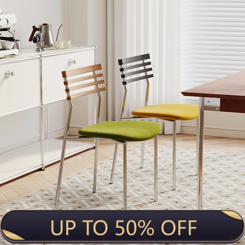 Mid-Ancient Style Bauhaus Minimalist Solid Wood Dining Chairs with Backrest Vintage Leisure Dining Table Chairs