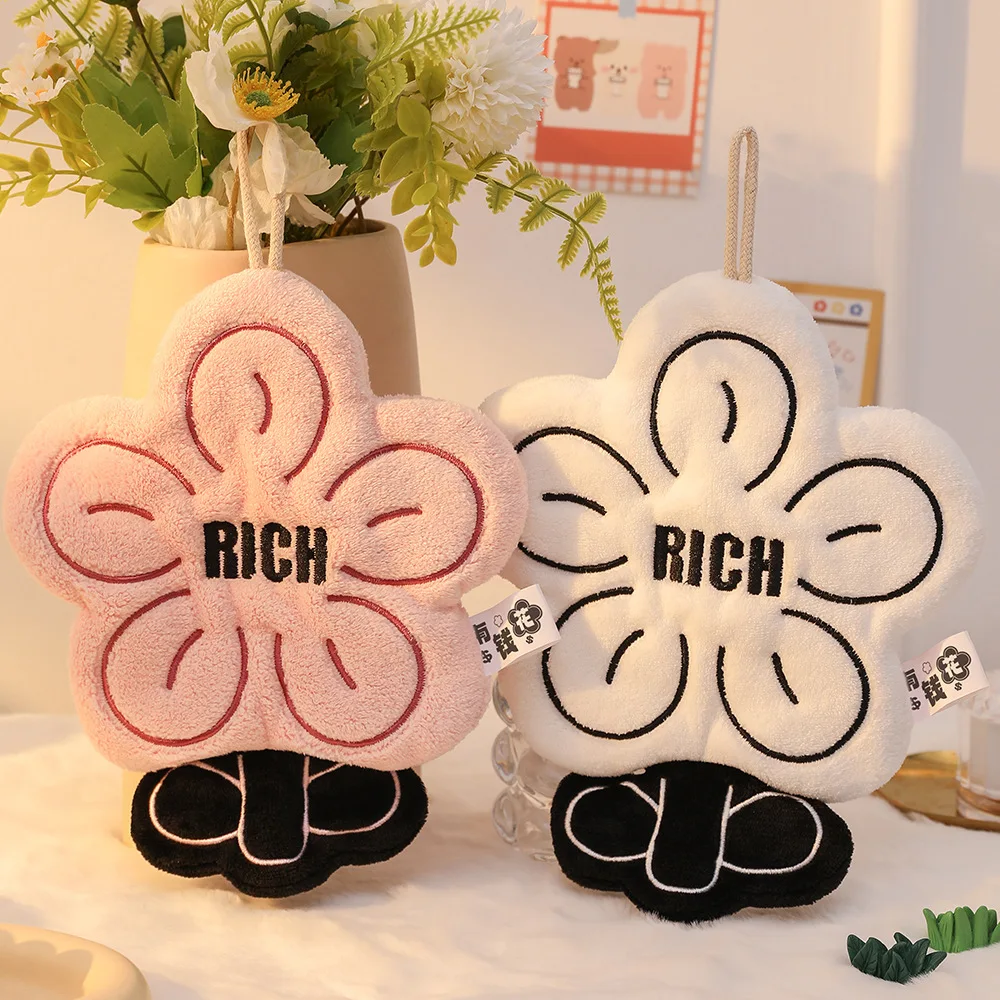 Coral Fleece Thickened Hand Towel Home Kitchen Hanging Dual-purpose Water-absorbing and Quick-drying Square Towel No Shedding