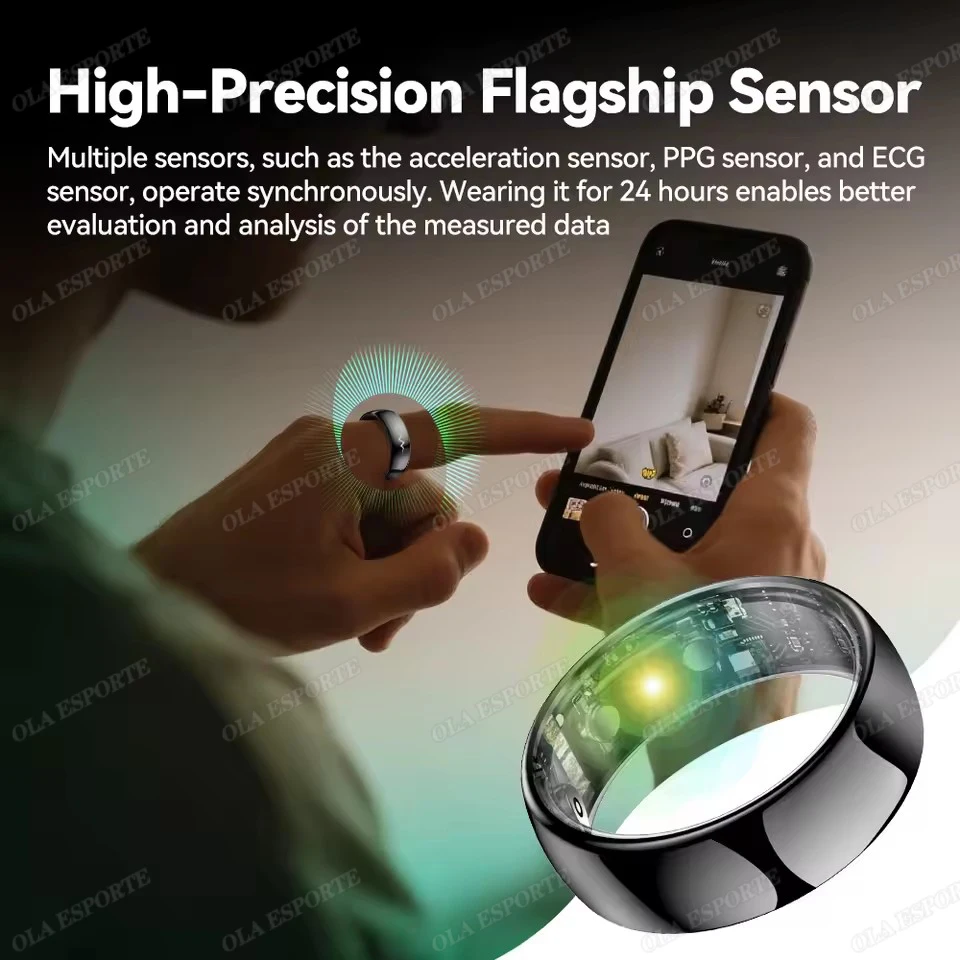 جديد ECG رصد حلقة ذكية 2025 معدل ضربات القلب الأكسجين في الدم مراقبة الصحة وضع متعدد الرياضة درجة الحرارة 3ATM مقاوم للماء Smartring