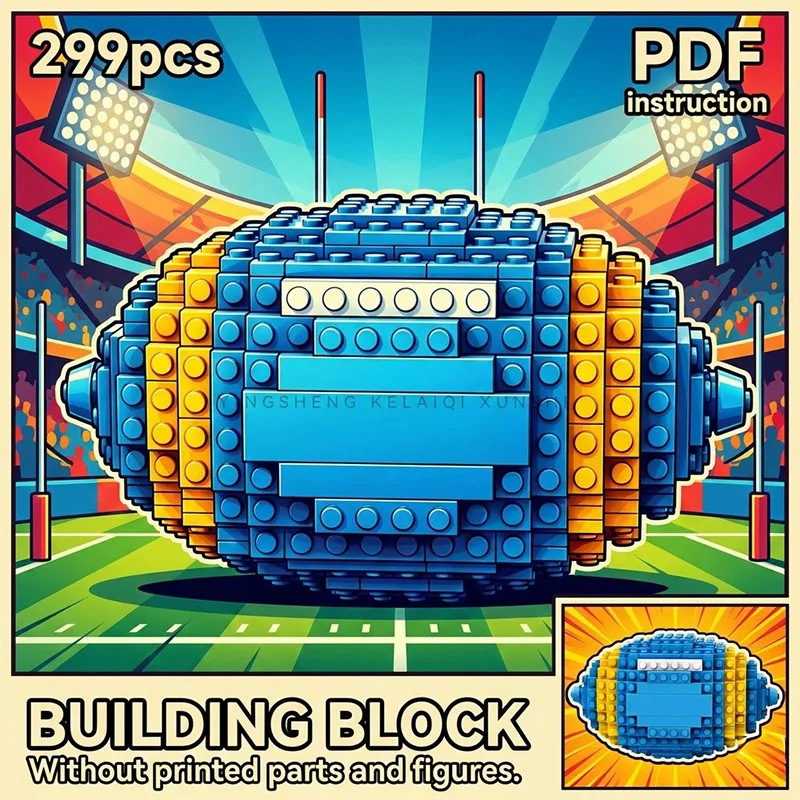 

Реплика мяча для американского футбола MOC, светло-синяя и желтая, в цветах команды, модель для демонстрации