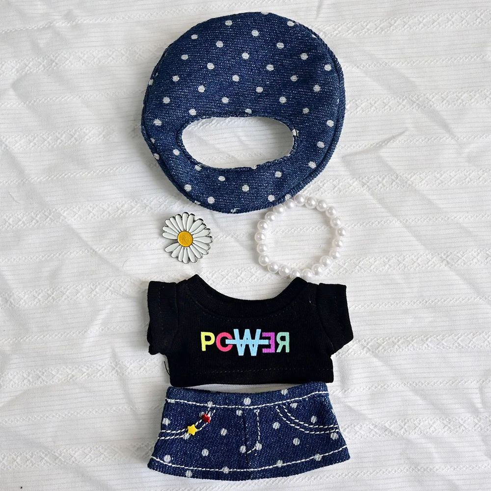 

For Labubu Clothes Outfit Accessories for Labubu Idol V1 V2 V3 Clothing Cowboy Polka Dot Skirt T-shirt GD Set