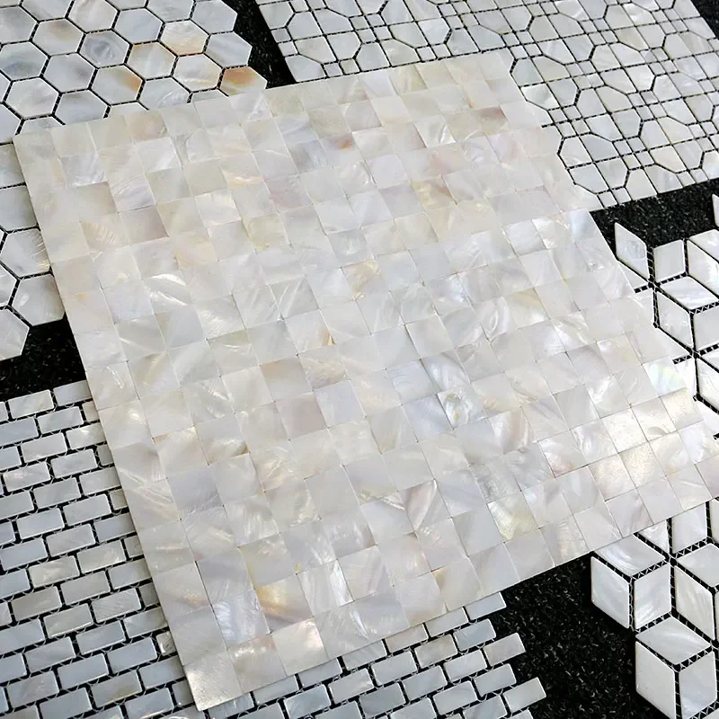 22pcs/lot Shell Mosaic Tile Natural White Mother of Pearl Wall Backsplash Bathroom Tiles Square