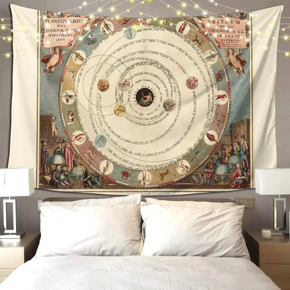 

Vintage Zodiac Circle With Horosco Tapestry Art Wall Hanging Aesthetic Home Decor Tapestries for Living Room Bedroom Dorm Room