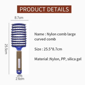 Pente de cabelo Detangling Escova de cabelo Bristle & Nylon Mulheres Wet Massagem Pente Curly Cabeleireiro Salon Styling Tools 6 principais vendas pente quiff - №5