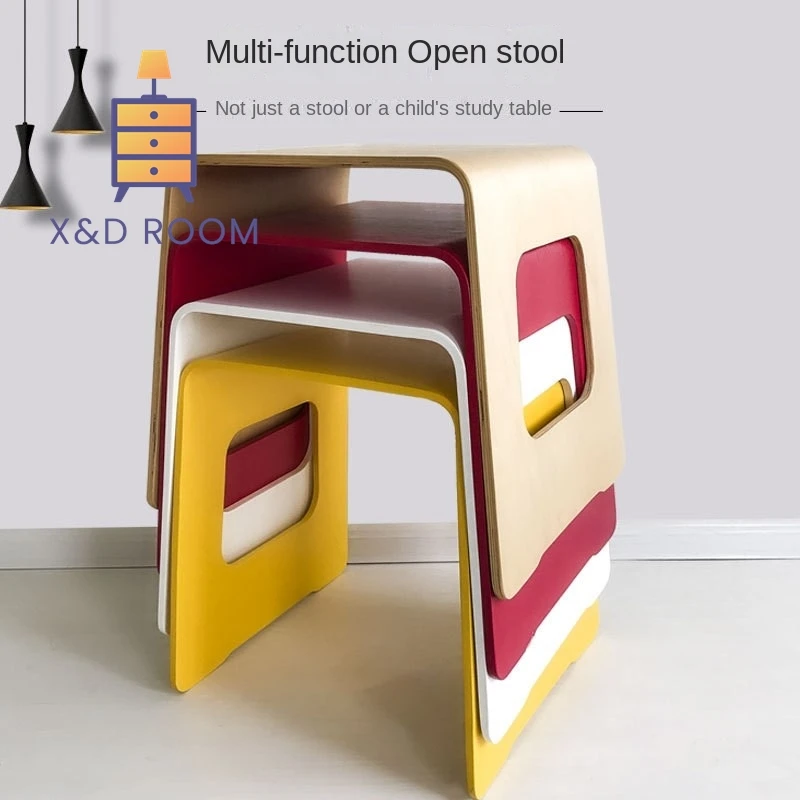 

XD Multi Functional Open Stool Small Rectangular Stool Children's Adult Solid Wood Home Shoe Changing Stool Solid Wood Stool