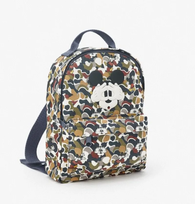 Disney New Cartoon Blindfolded Mickey Mouse Fashion Casual School Bag Camouflage Kindergarten Backpack for Boys and Girls