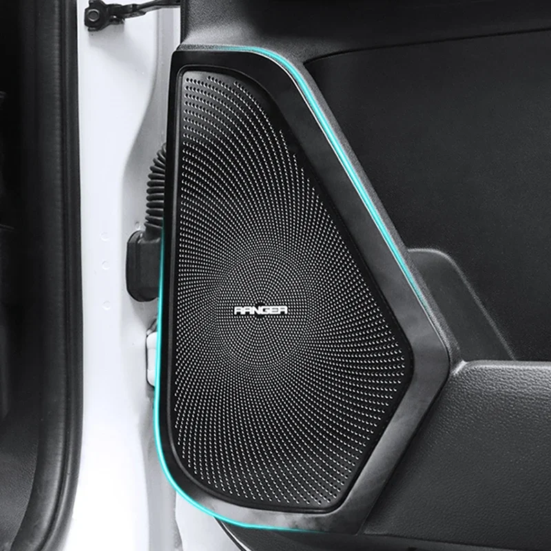 Car Door Audio Panel Sound Speaker Protect Cover Trims Kit For Ford Ranger 2023 2024 2025 Auto Accessories Modify Parts