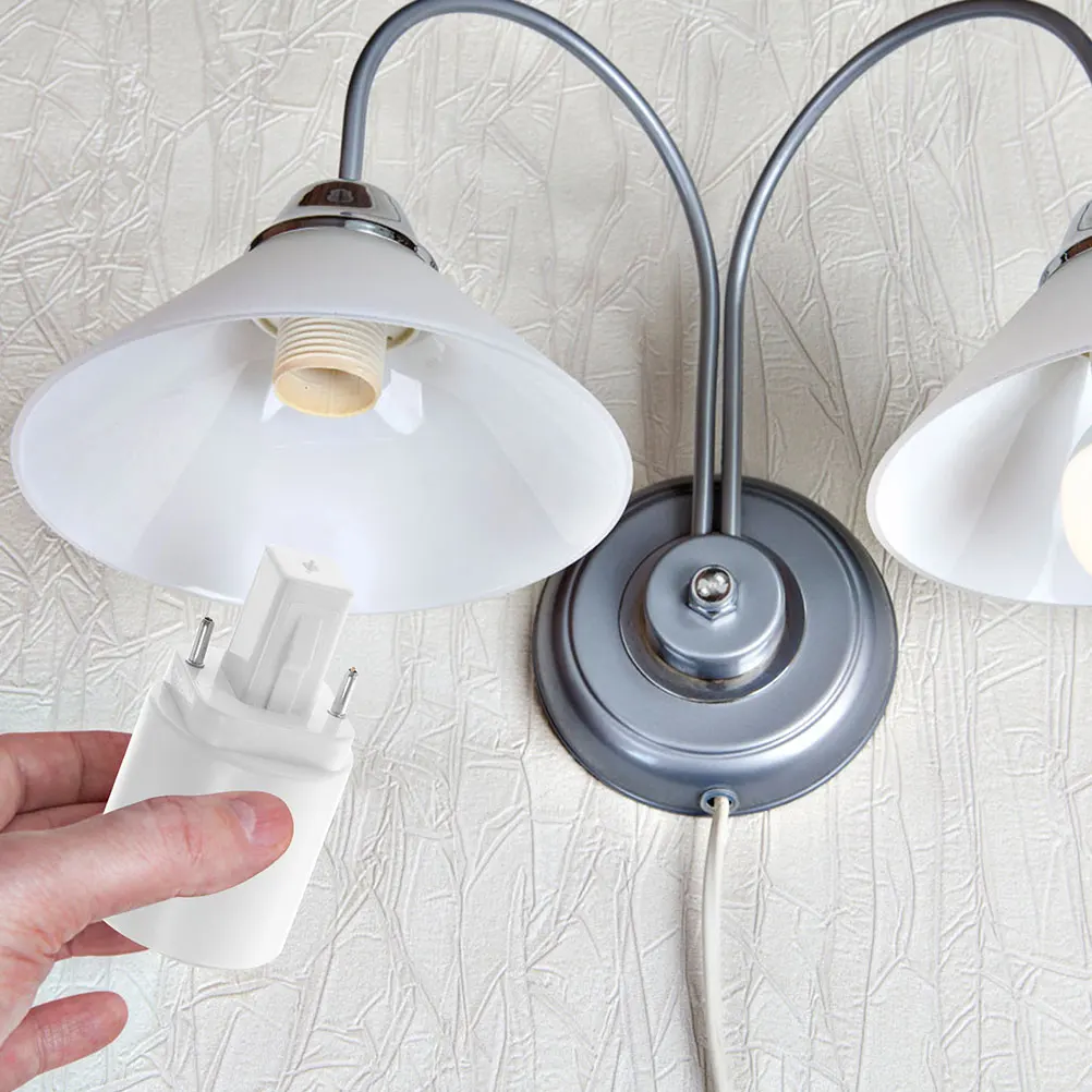 

2pcs G24D to E27 Two-pin Lamp Socket Converter Bulb Holder Safe Material Overload Protection Home Office Light Bulb Adapter