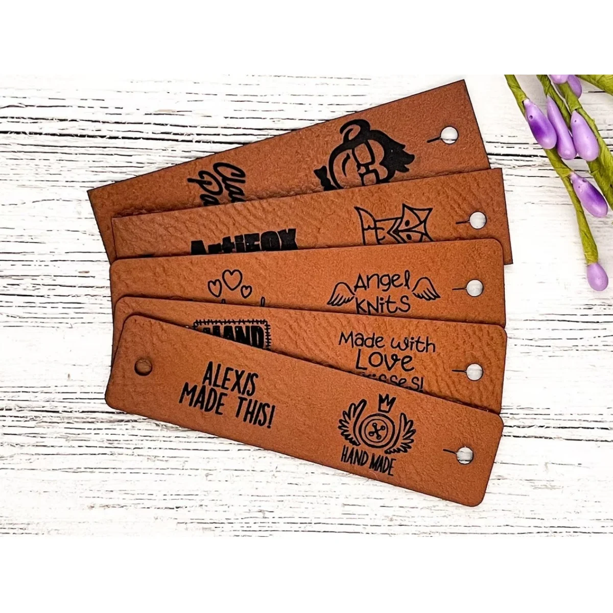 Half Fold Faux Leather Labels, Center Fold Tags Knitting and Crochet, Imitation Leather Garment Labels, Personalization, Custom