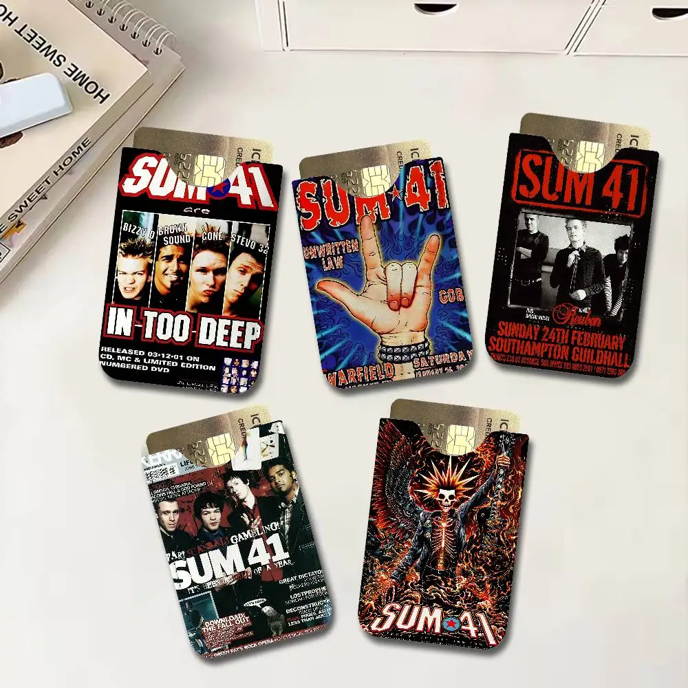 Band good S-SUM 41 Lightweight Leather Card Holder Palm Pattern Protective Cover for Bus Card ID Card Compact Size