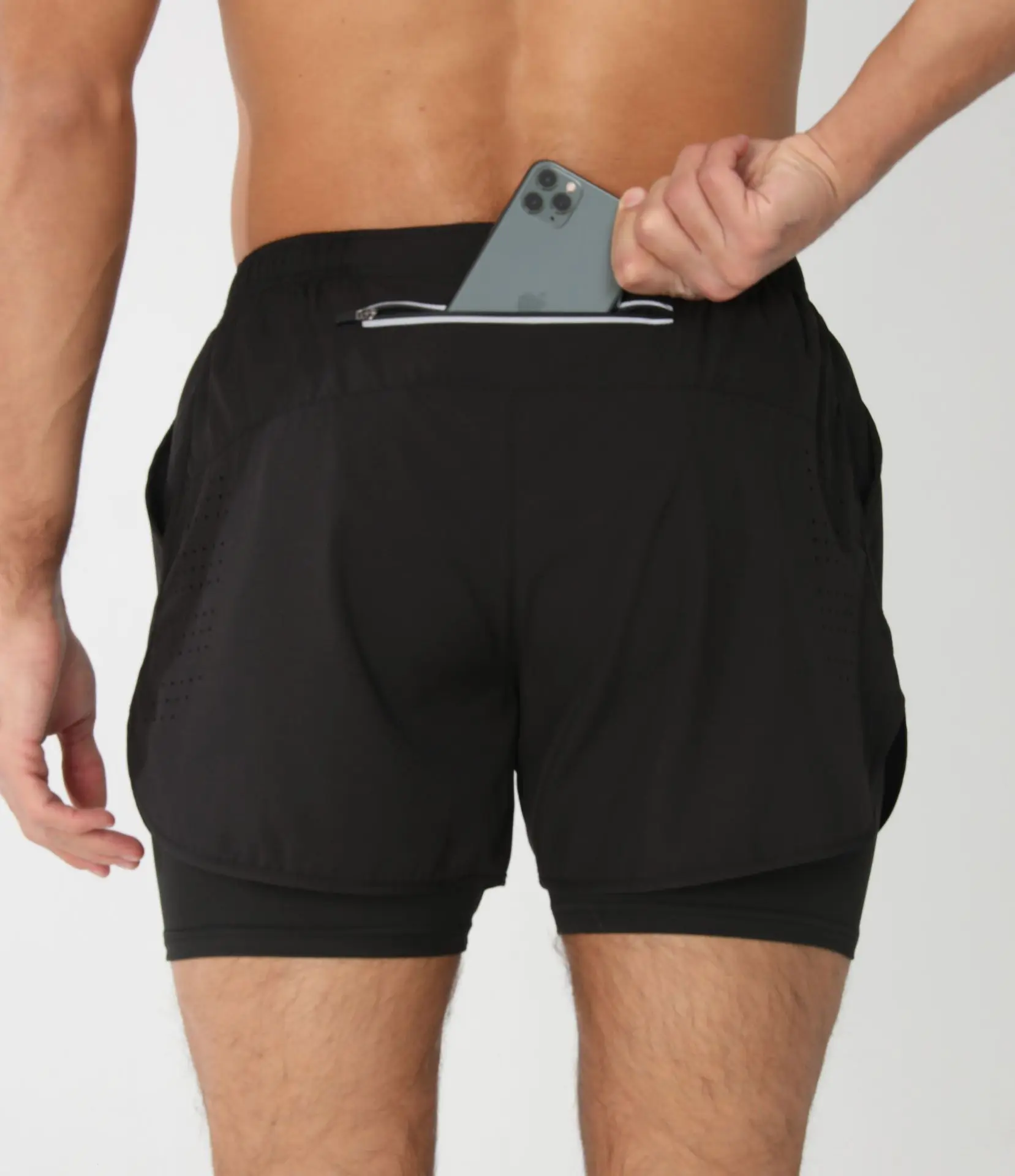 

Мужские шорты для бега, спортивные штаны для фитнеса, летние быстросохнущие тренировочные шорты, двухслойные дышащие спортивные шорты с несколькими карманами, мужские спортивные шорты