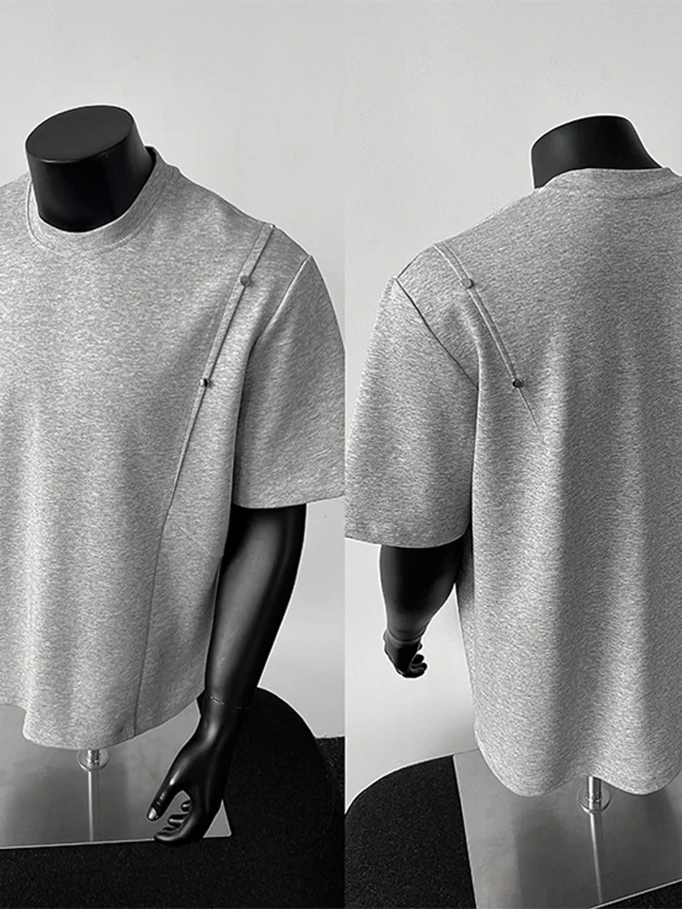 

ay Cleanfit Deconstructed Rivet ort Sve T-irt Men Summer Design Trendy American Heavyweight f Sve Cotton
