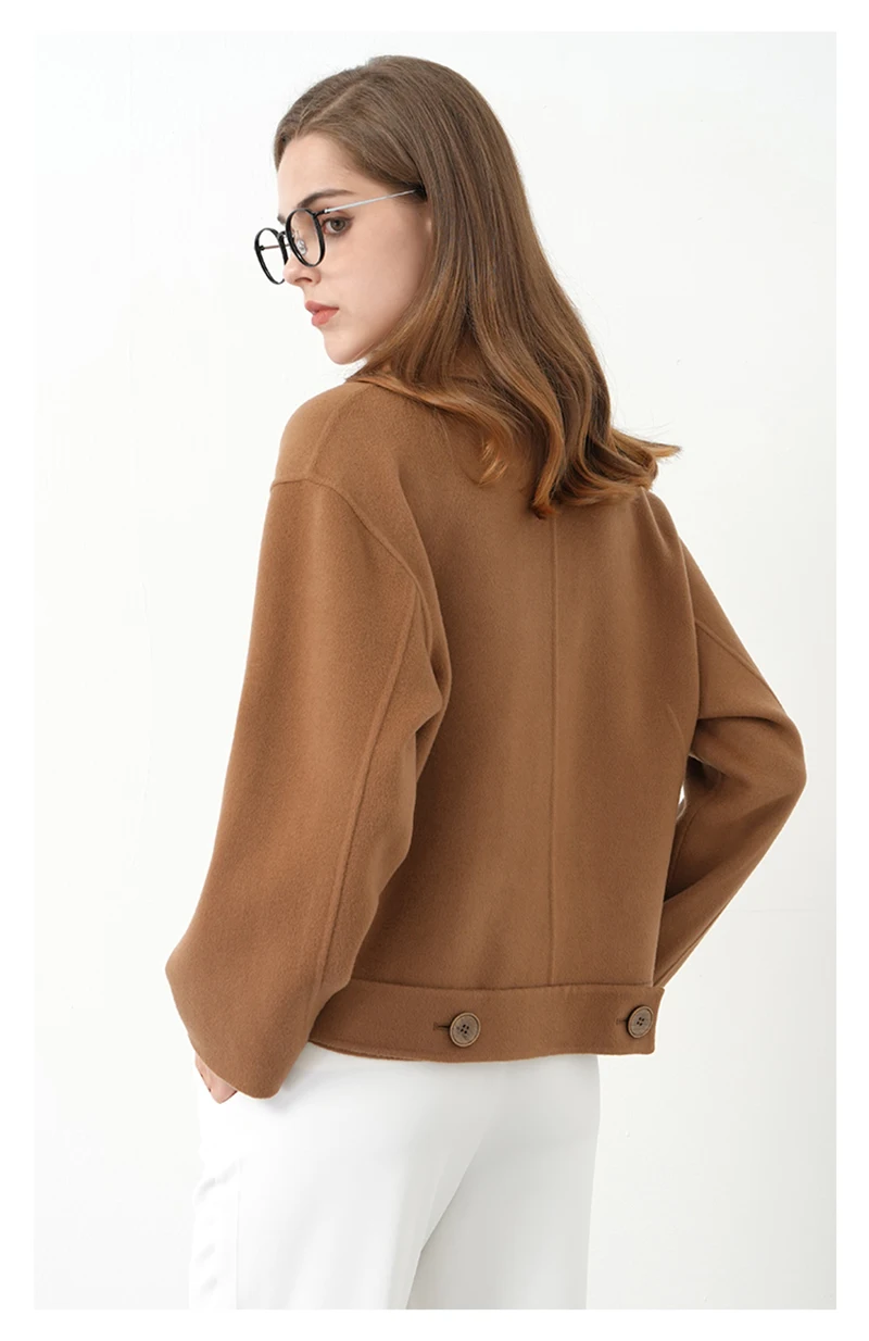 Double-sided Cashmere Women's Short Coat Autumn Winter Camel Wool Temperament Business Professional Dress Elegant and Generous