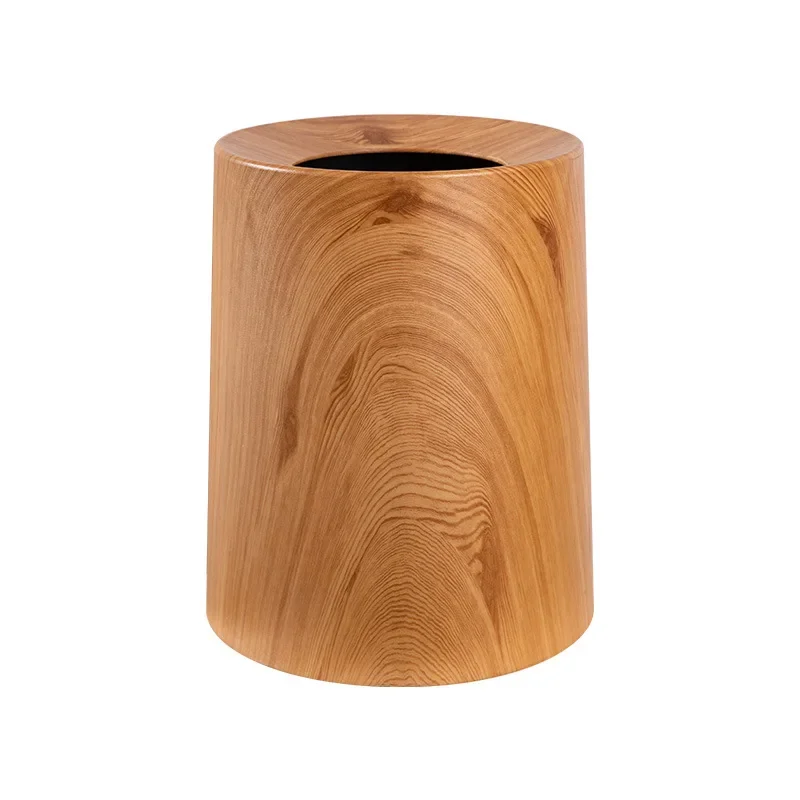 Light Luxury No Cover Hidden Garbage Bag Type Classification Cone Wastebasket Nordic Style Bedroom Bathroom Wood Grain Trash Can