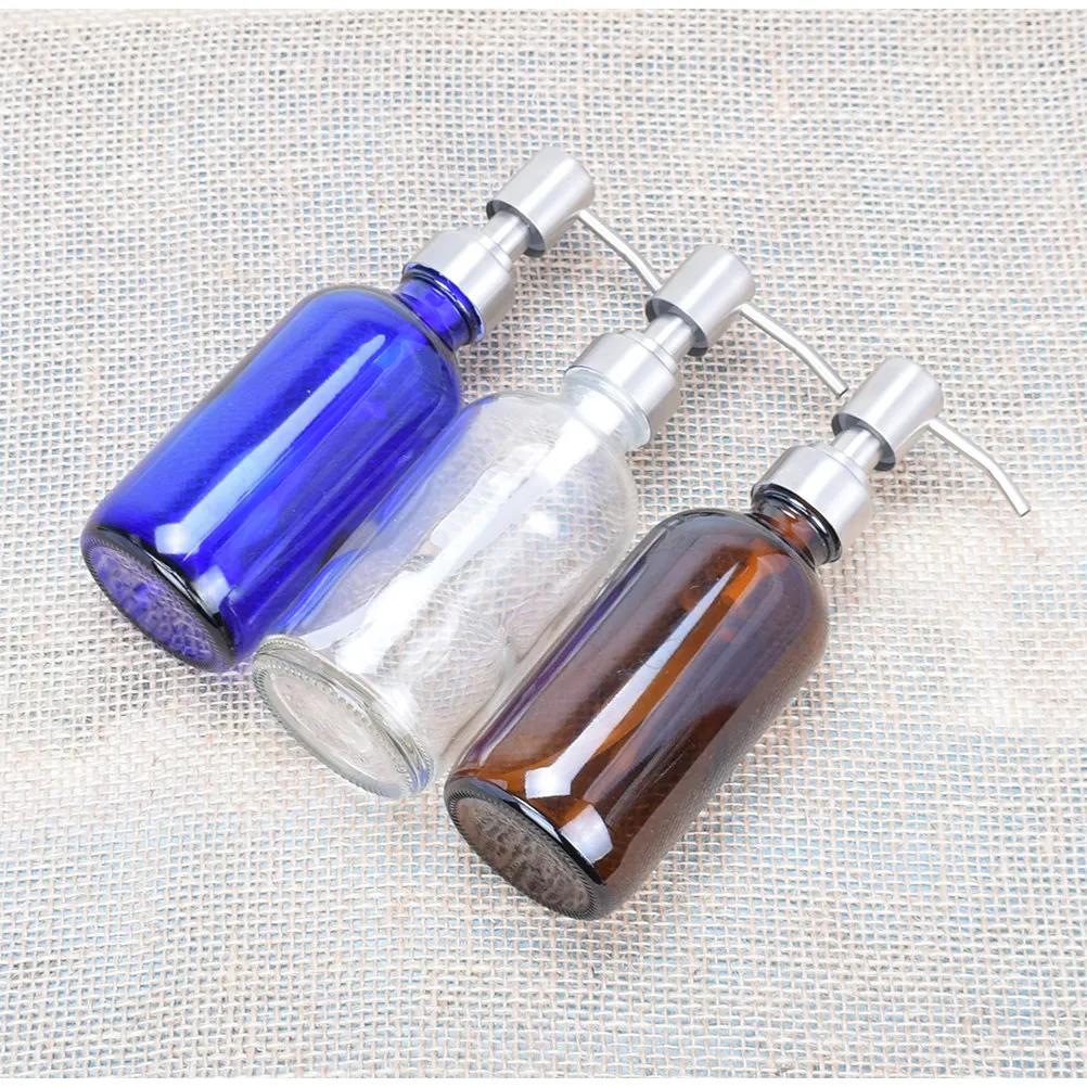 

Синяя стеклянная бутылка-дозатор для лосьона, геля для душа, шампуня, многоразовая, портативная, для ванной комнаты, для путешествий