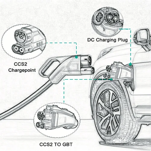 Imagen 2 del producto EVcharger4U CCS2 a GB/T EV Adaptador convertidor DC 300A 1000V 300KW CCS Combo 2 a GBT para BYD JAC Zeekr Deepal Xiaomi coche chino