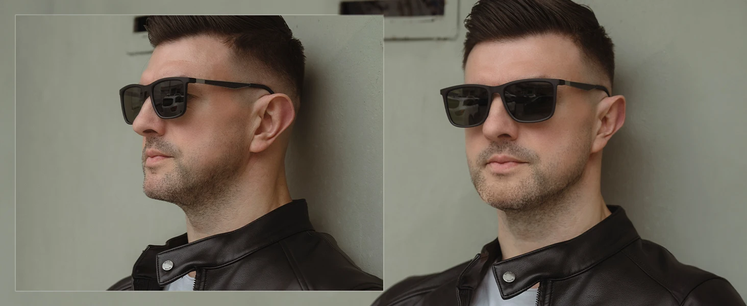 ZENOTTIC Polarisierte Sonnenbrille für Herren, rechteckig, ultraleichter Kohlefaserrahmen, UV400-Schutz, klassische Sonnenbrille – Detail 4