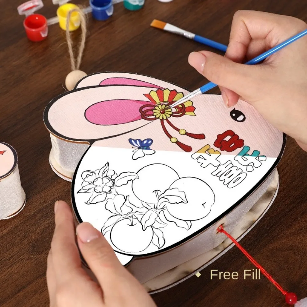 

Rabbit Mid-Autumn Wooden Lantern Chinese Style Handmade Portable Flower Lantern DIY Glowing Lanterns Luminous Toys Girl