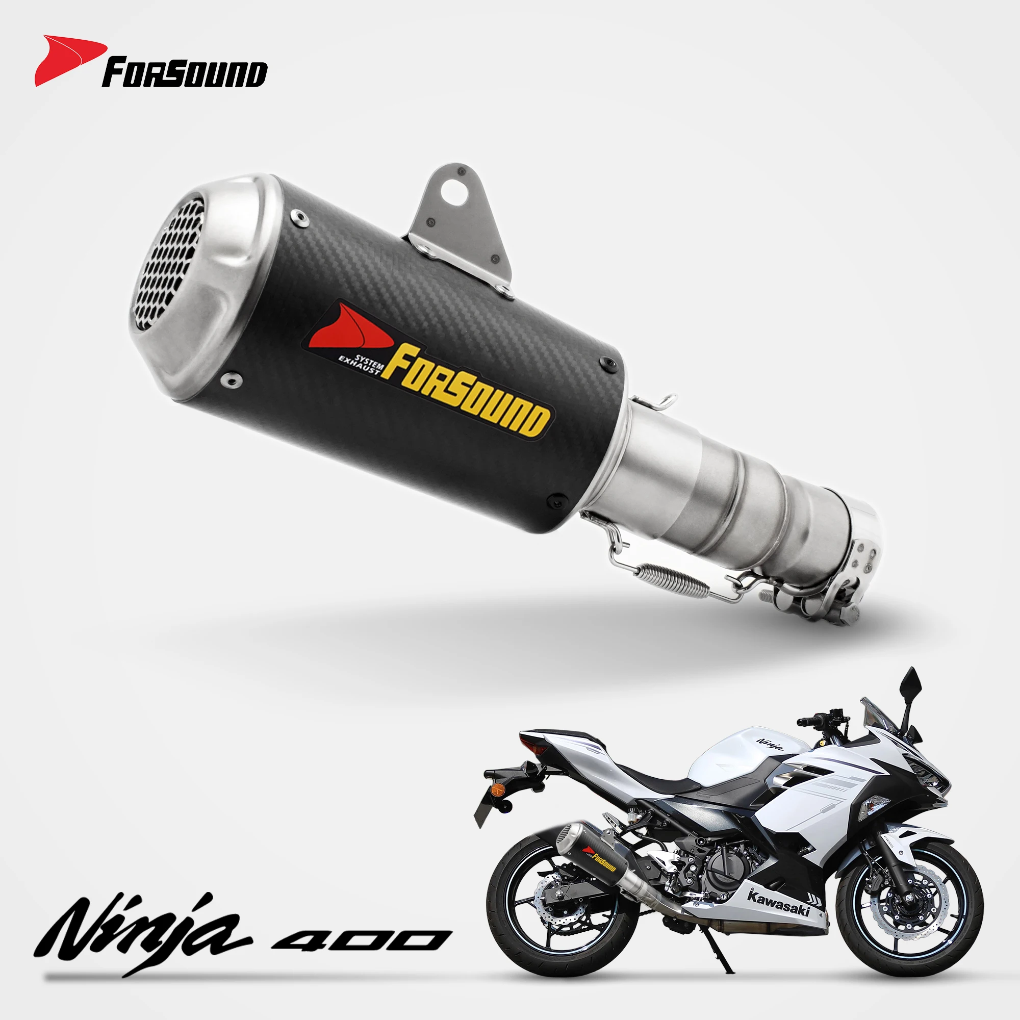 

Forsound Stainless Steel Exhaust System: Short-Style Muffler / Track-Spec Tail Section Custom-Designed for Kawasaki Ninja 400