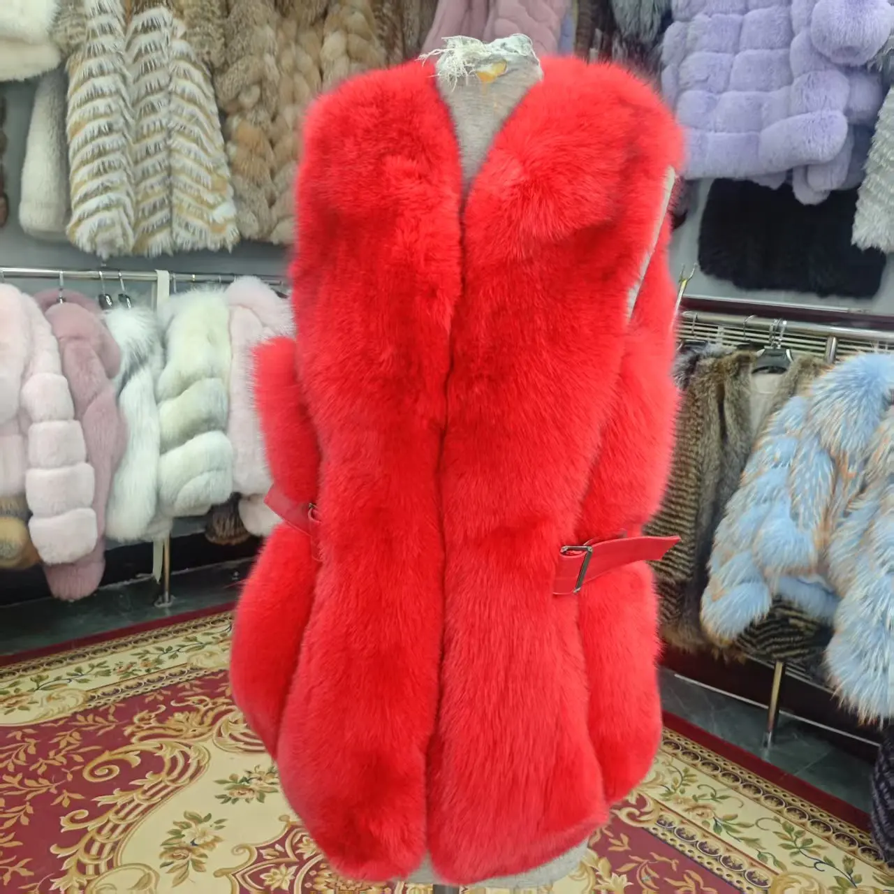 Veste mi-longue en fourrure véritable, nouvelle collection automne-hiver, gilet chaud en fourrure de renard naturelle de haute qualité, offre spéciale