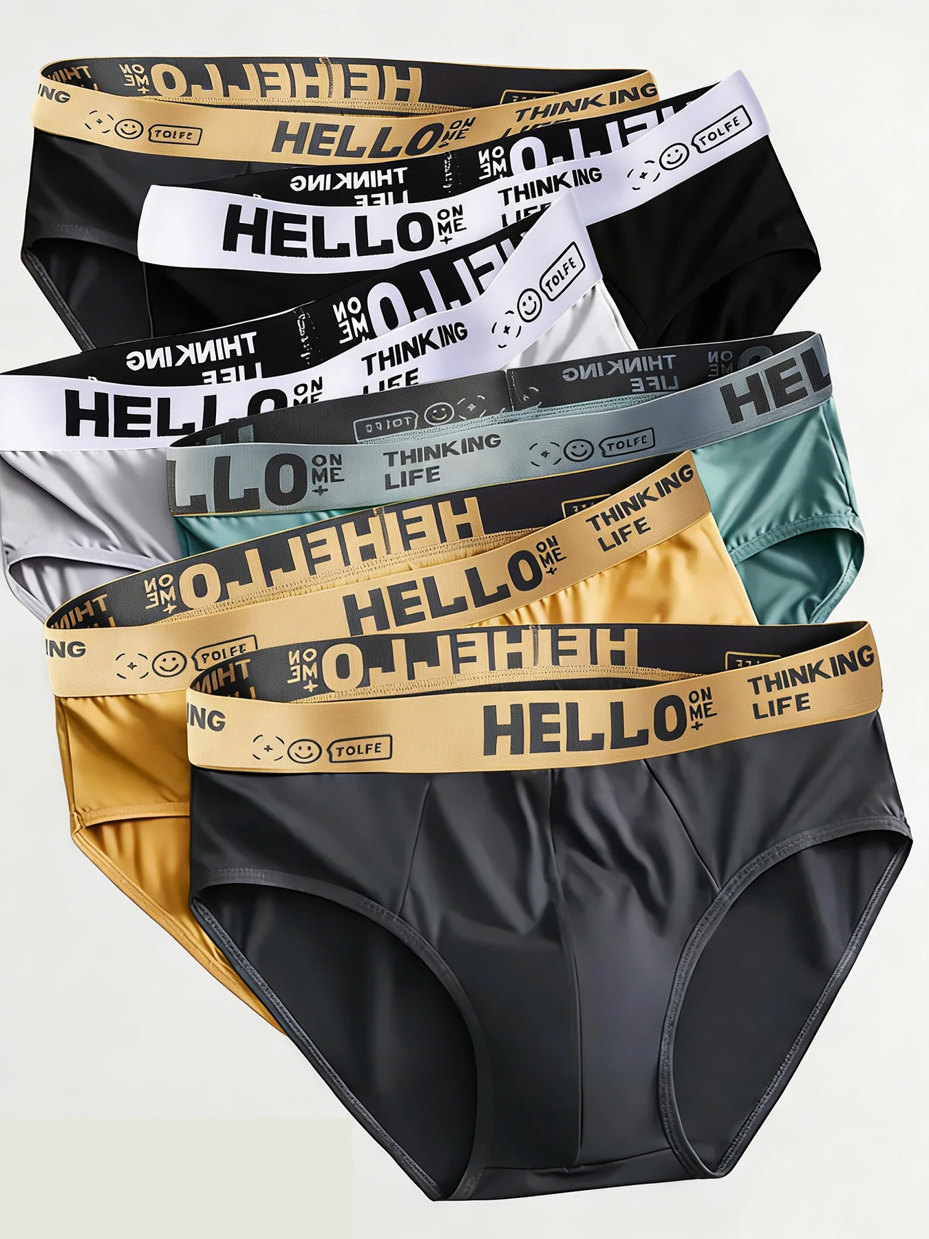 

Комплект из 6 повседневных и повседневных мужских трусов с поясом с буквенным дизайном, удобных, дышащих и спортивных.
