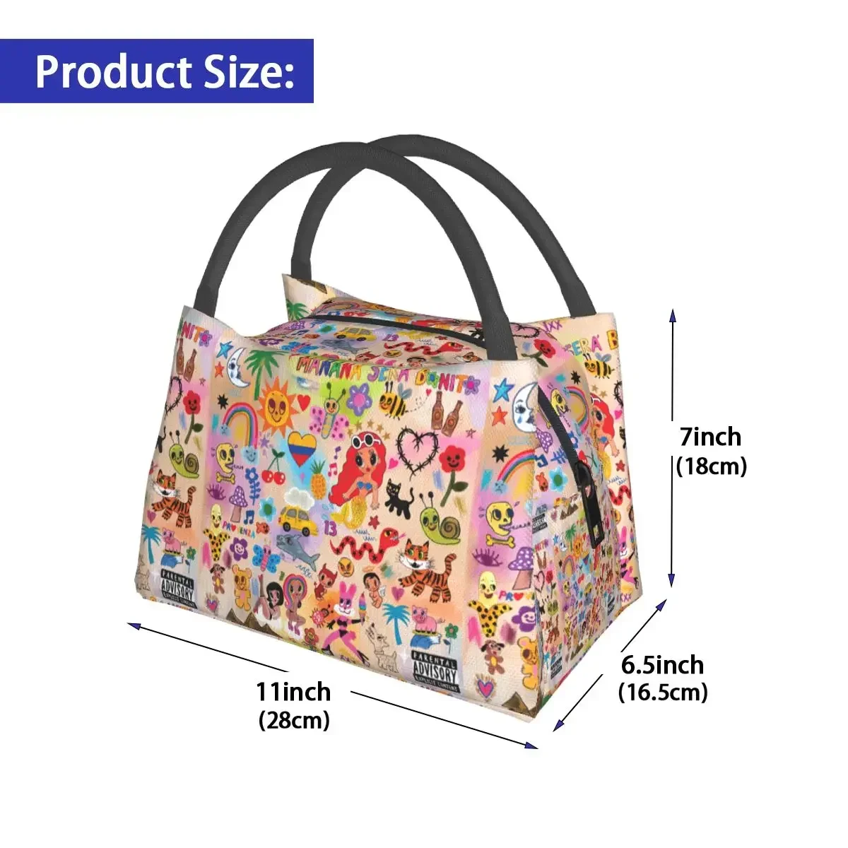 Karol G Manana Sera Bonito Lunch Bag Portable Insulated Oxford Cooler Thermal Picnic Travel Lunch Box