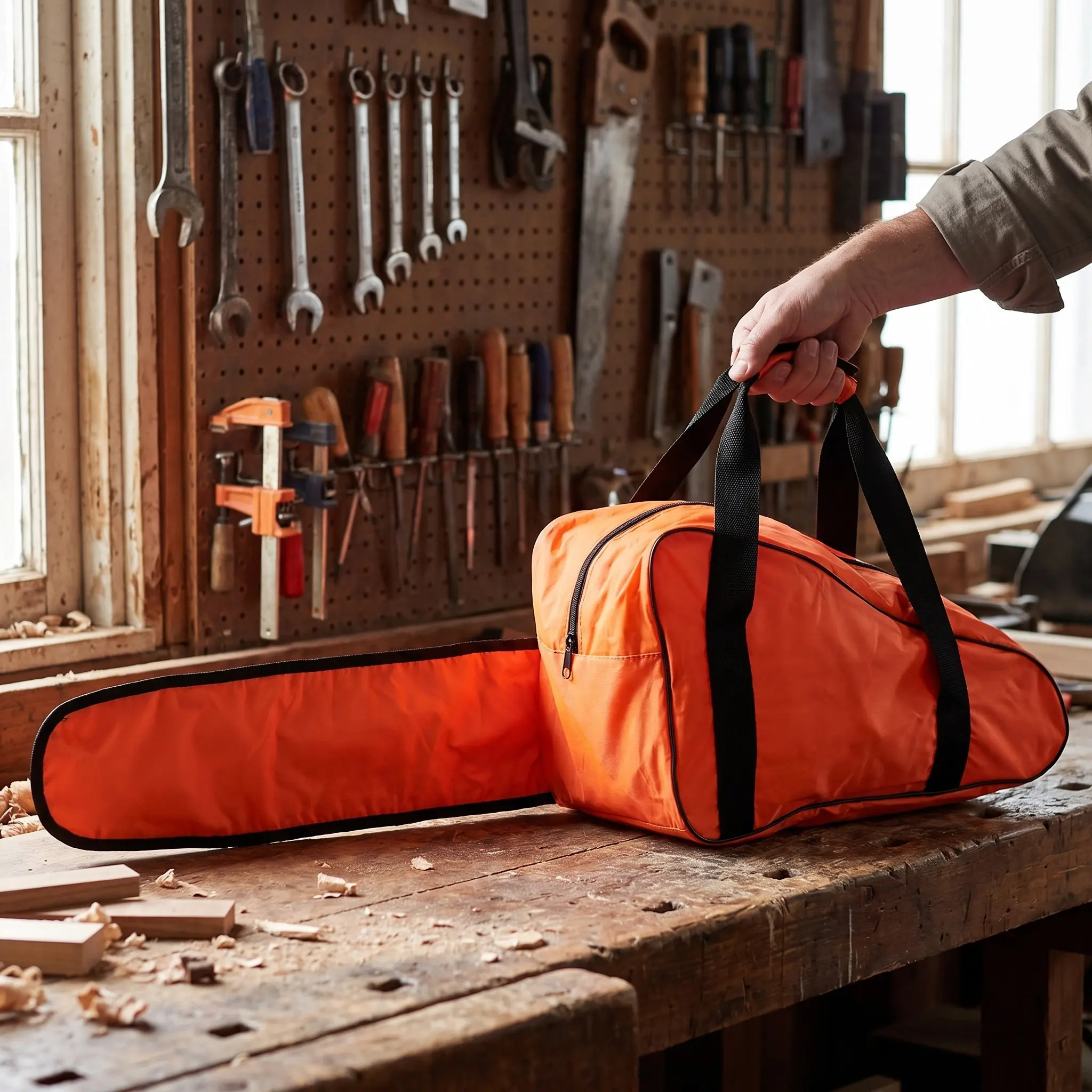 2Pcs Tool Storage Bag Heavy Duty Oxford Cloth Chainsaw Carrying Case Portable for 20 Inch Electric Chainsaw Gardening Tool
