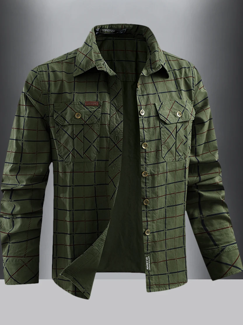 

Американская повседневная клетчатая мужская свободная износостойкая тактическая одежда irt в винтажном стиле для камер и поездок на работу