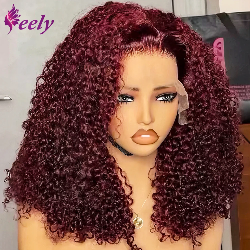 

Парик-боб 13x4 Deep Wave Curly Full Lace Front Wig 99J Burgundy, короткий, из натуральных волос, с предварительно проработанной линией роста волос, HD Lace Frontal Bob Wigs