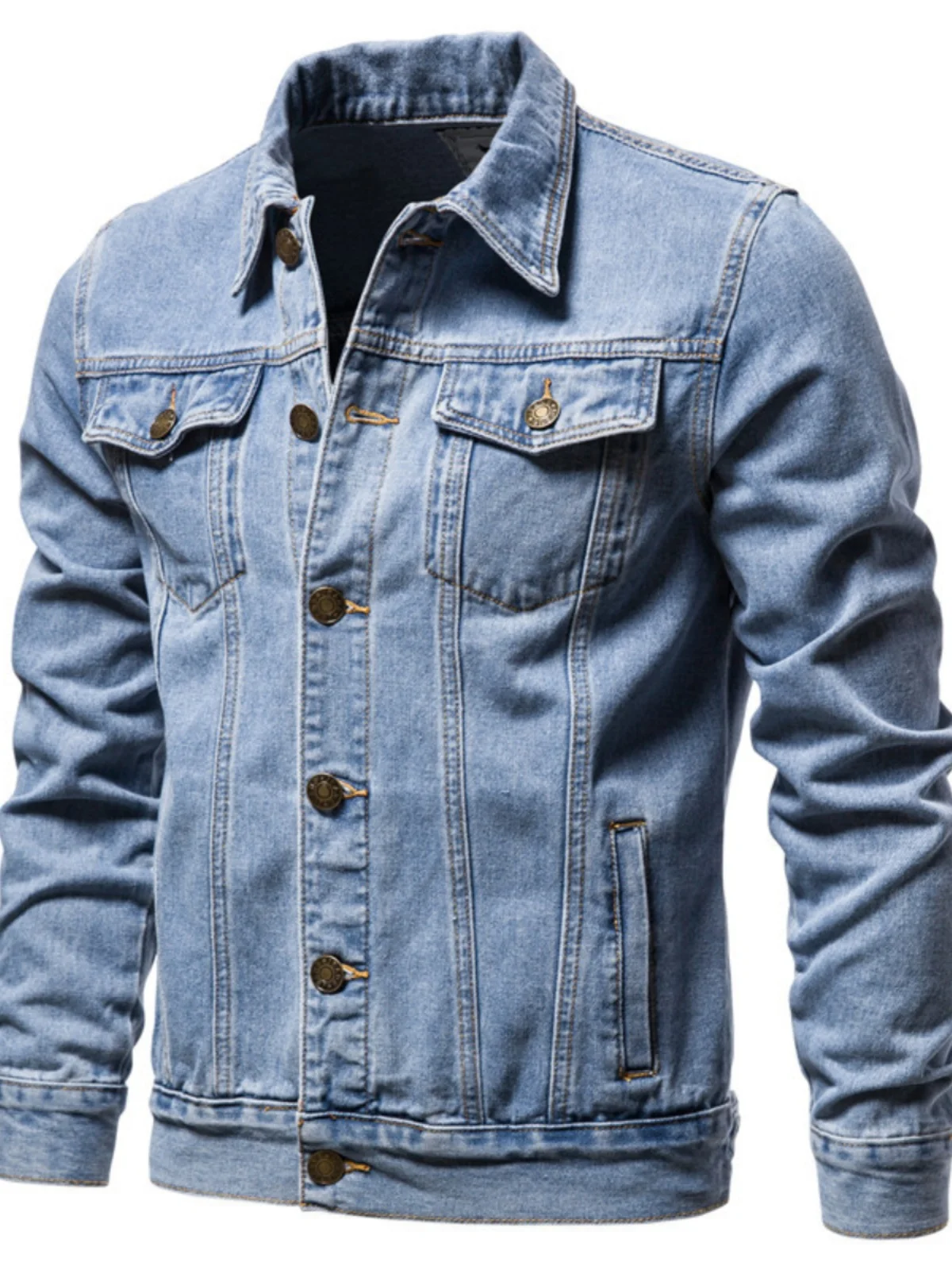 جايت دينم بقصة ضيقة للرجال بياقة على شكل زر جينز Jaet ملابس خارجية للشباب Faion طويلة Sve ملابس خارجية للخريف مقاومة للرياح