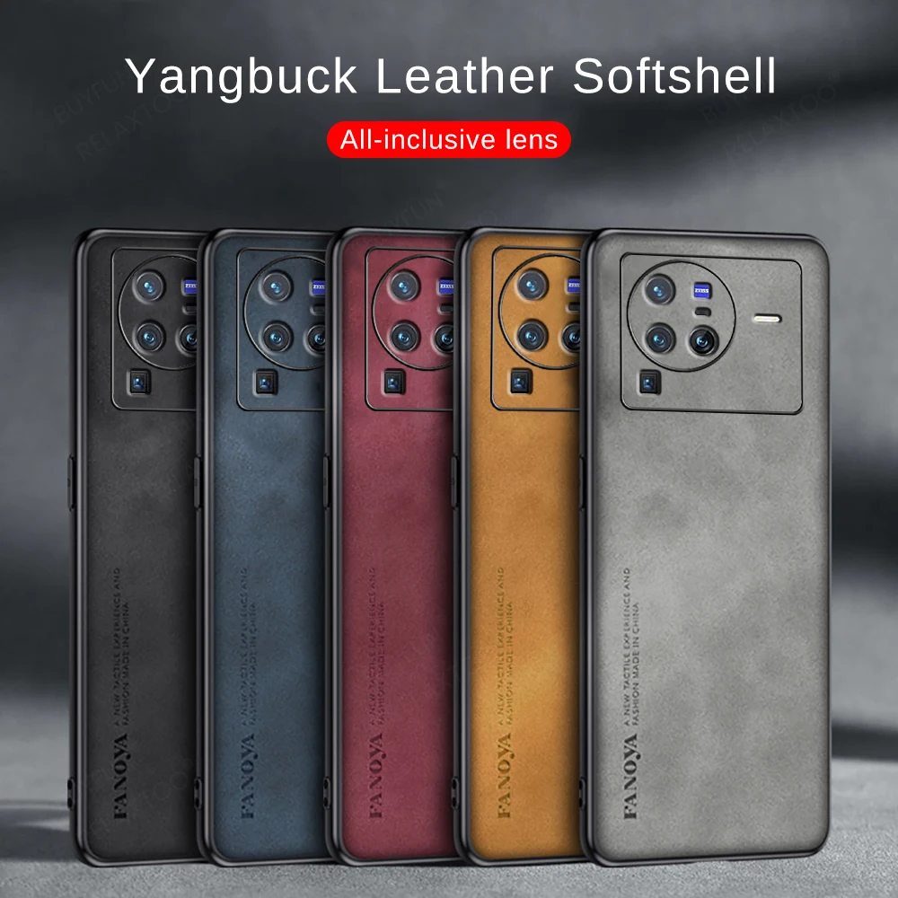 Sheepskin Leather Phone Cover For vivo X80 Pro Case X80Pro x 80 6.78 inches Soft TPU Frame Camera Protect Fundas vivox80 Pro