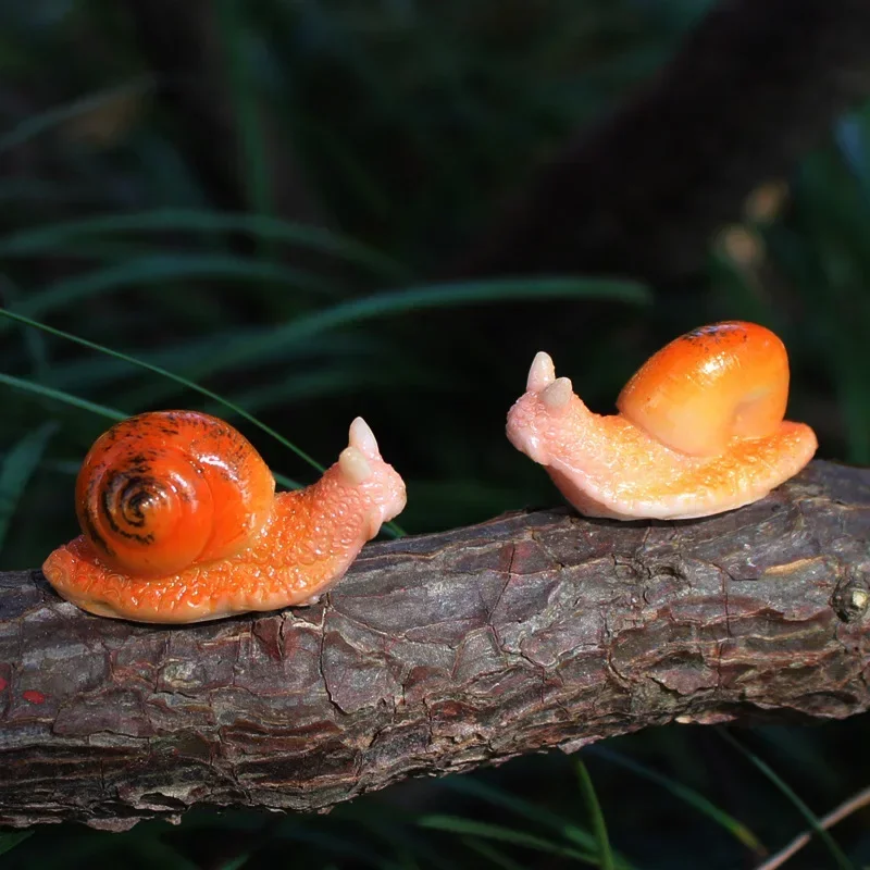 Kawaii Snail Figurines Artificial Mini Orange Snails Aquarium/Flowerpot Decoration Micro-landscape Accessories