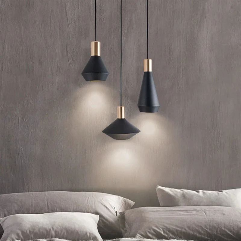 

Home Decor Lighting Fixtures Black White Pendant Lights Lustres Hanging lamp Lamp for Bedroom Lampe Hanglamp Salon Chandeliers