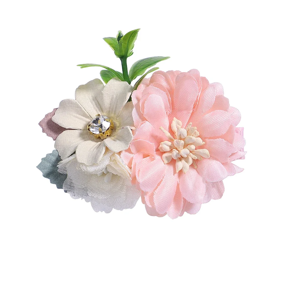 New Girls Cute Flower Petals Hairpins Sweet Pearl Chiffon Hair Decorate Headwear Hair Clips Barrettes Kids Hair Accessories Gift