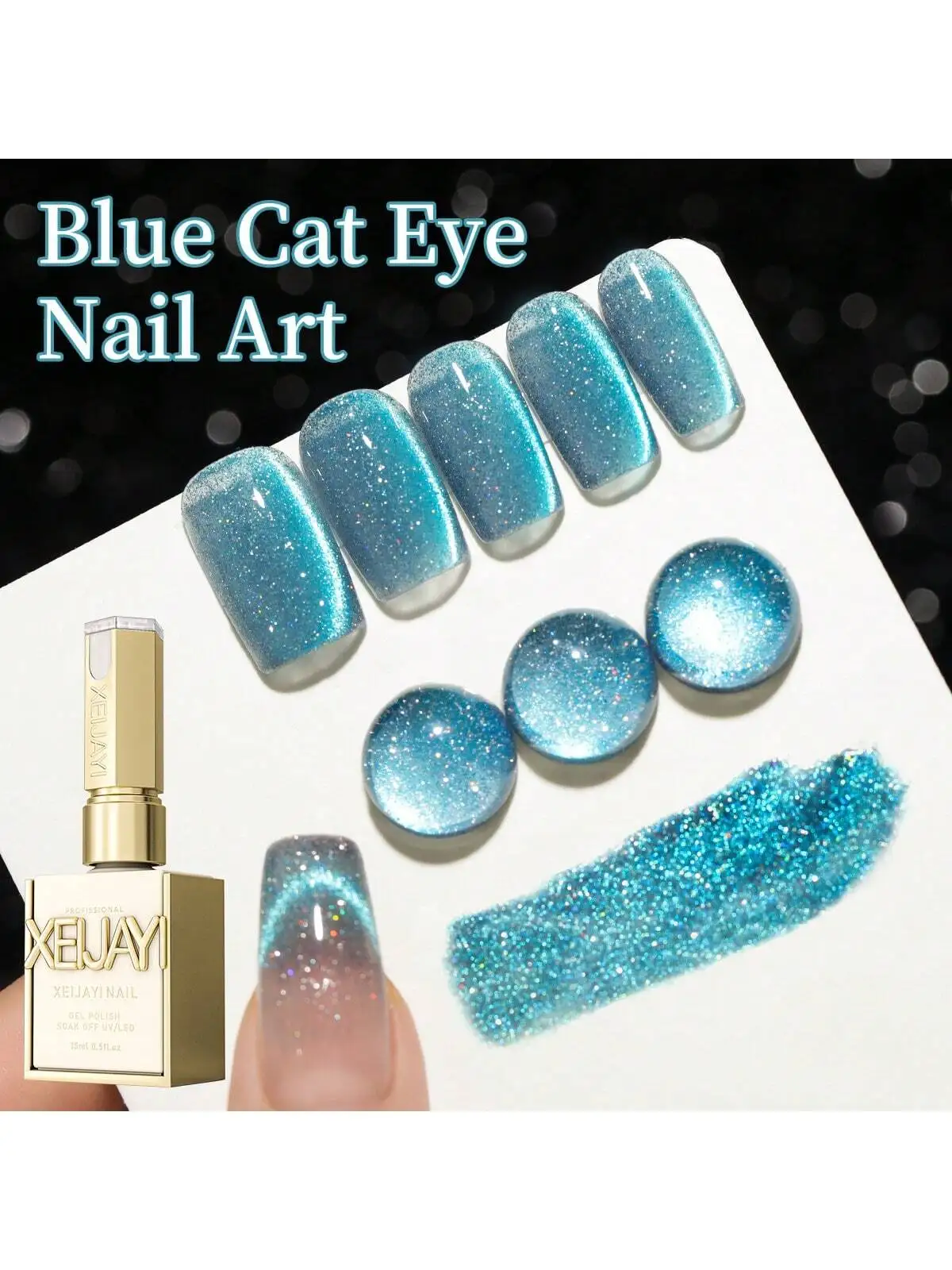 

XEIJAYI 1 шт. гель-лак для ногтей «кошачий глаз» с блестками, съемный УФ-лак для ногтей, подходит для дизайна ногтей