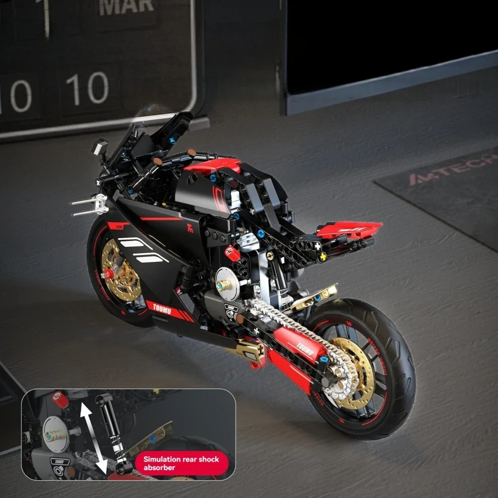 426 pçs v4 kit modelo de motocicleta 1:5 escala técnica moc blocos de construção resistente desktop colecionável adultos presente