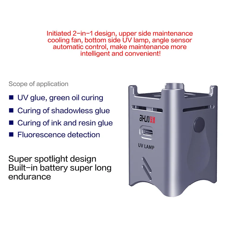 Aixun UV Curing Lamp with Built-in Battery Cool Down Fans BGA Motherboard LCD Screen Green Oil Curing Lamp Support Type-C Charge