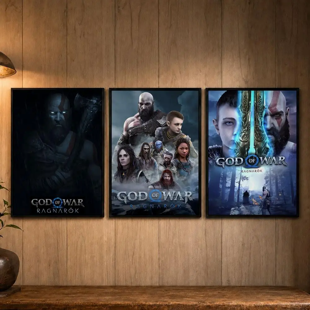 Must-have Game G-God of War RagnarökS Poster Self-adhesive Art Poster Decoracion Painting Wall Art White Kraft Paper Home Decor