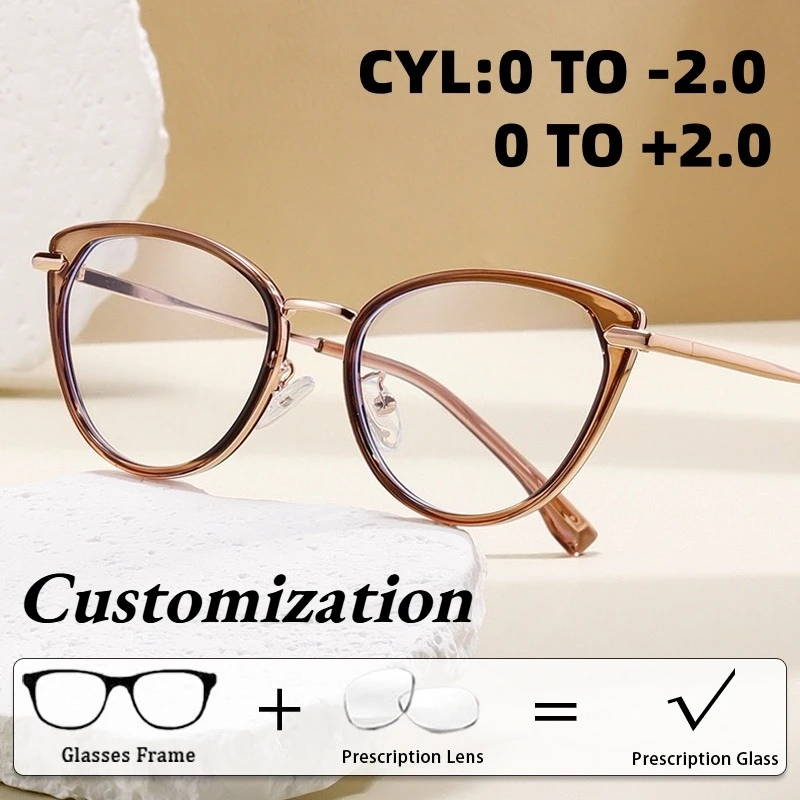 

Vintage Cat-Eye Anti-Blue Light Prescription Glasses Fashionable Luxury Customized Eyewear Women's INS Style Optical Eyeglasses