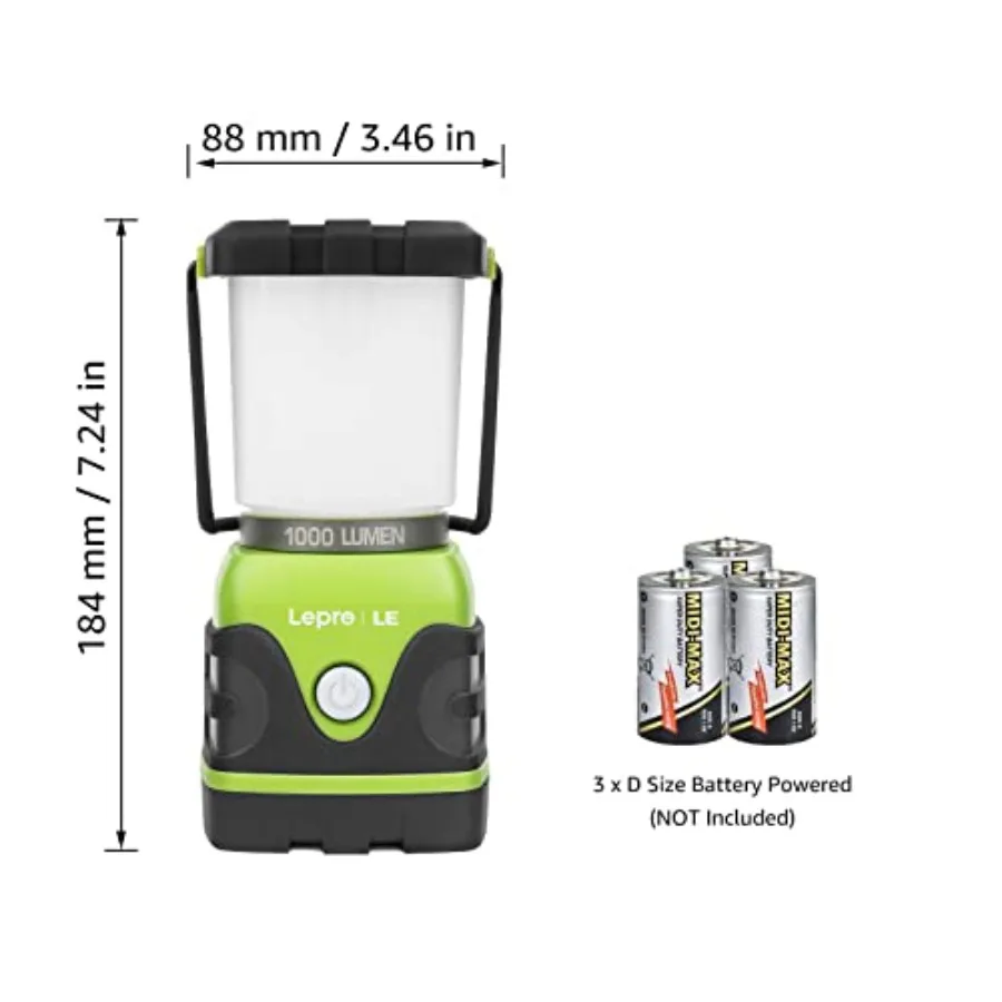 LE 1000LM Battery Powered LED Camping Lantern Waterproof Tent Light with 4 Light Modes Camping Essentials Portable Lantern Flas
