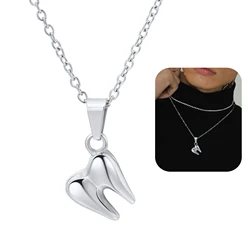 Tooth Necklaces Men Woman 316L Stainless Steel Premolar Shape Teeth Pendant Jewelry Gift for Child Dentist Doctor Nurse
