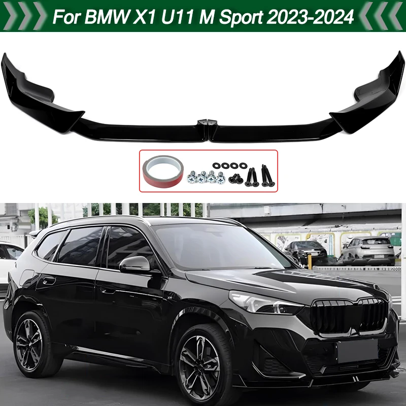 

Glossy Black Front Splitter Bumper Lip Spoiler Kit For BMW X1 U11 M Sport 2022-2024